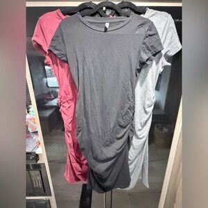 3 trendy/comfy T-Shirt bodycon pinup/comfy dresses in Black,burgundy and Gray